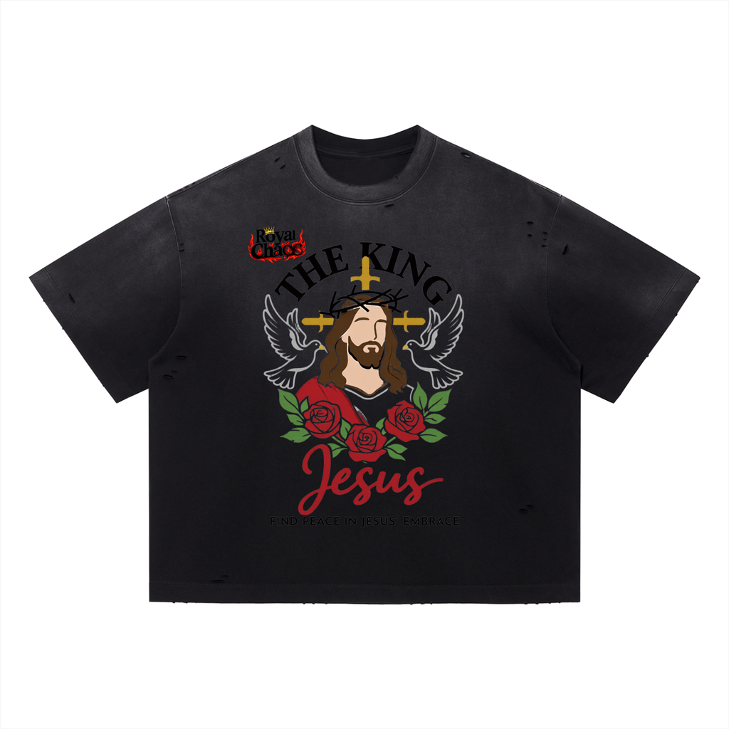 Royal Chaos Custom Jesus Distressed Oversized T-Shirt