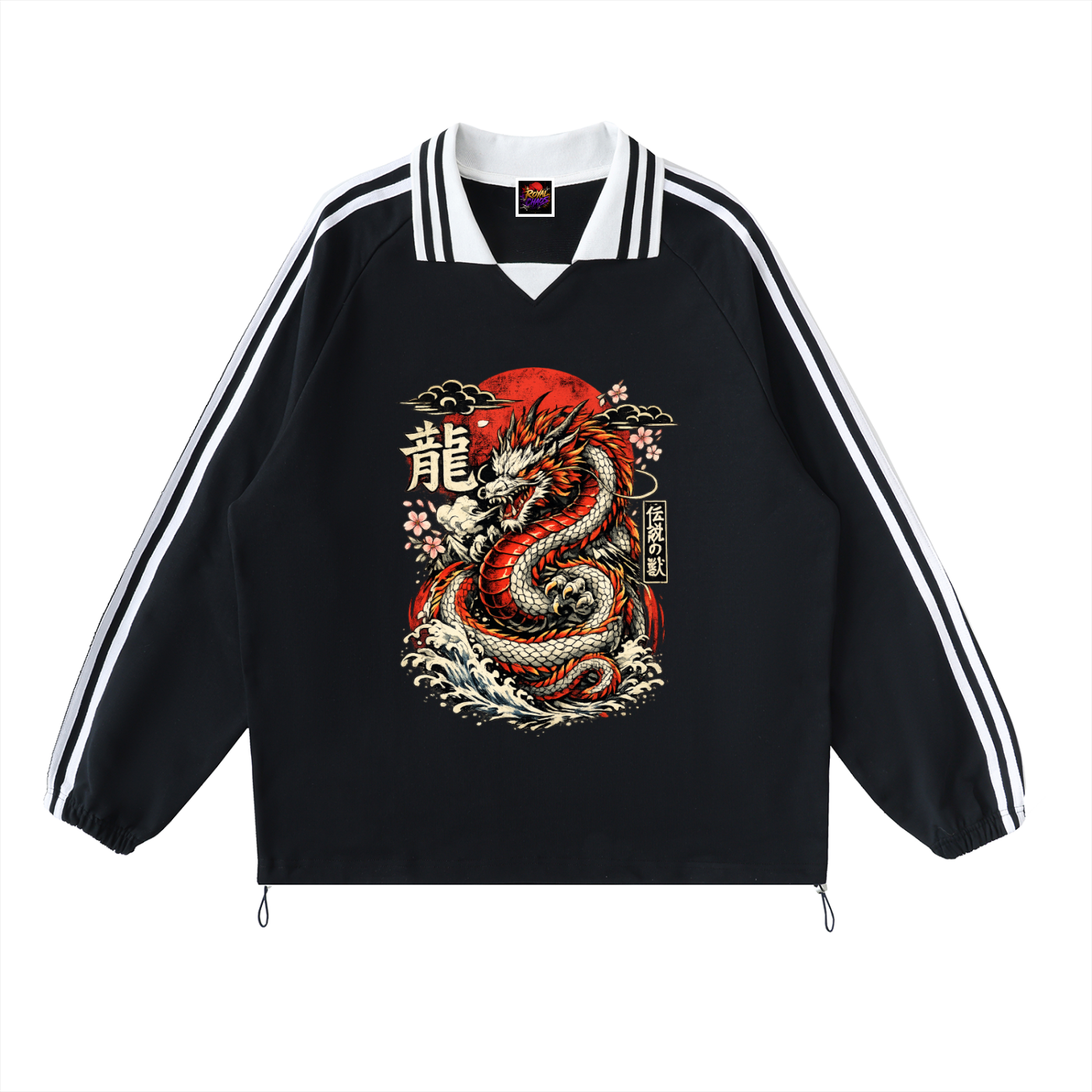 Royal Chaos striped dragon shirt
