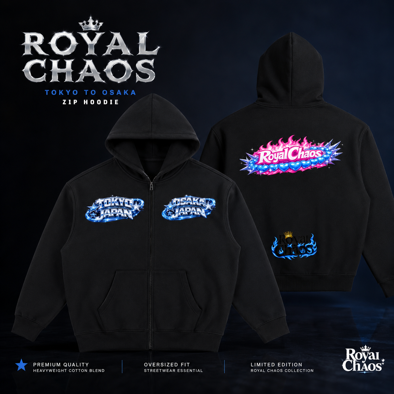 Royal Chaos Custom Japan Full Zip Hoodie
