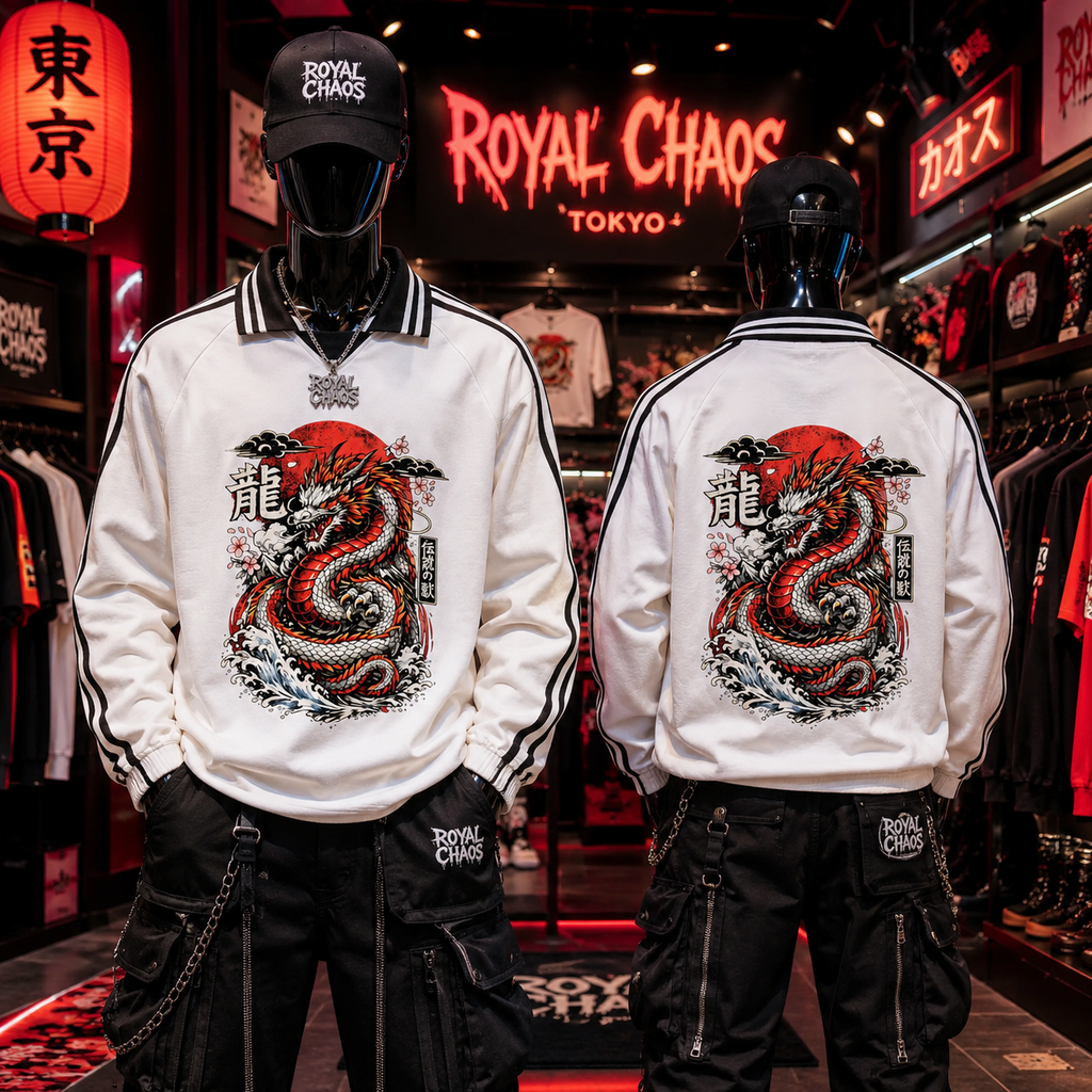 Royal Chaos striped dragon shirt