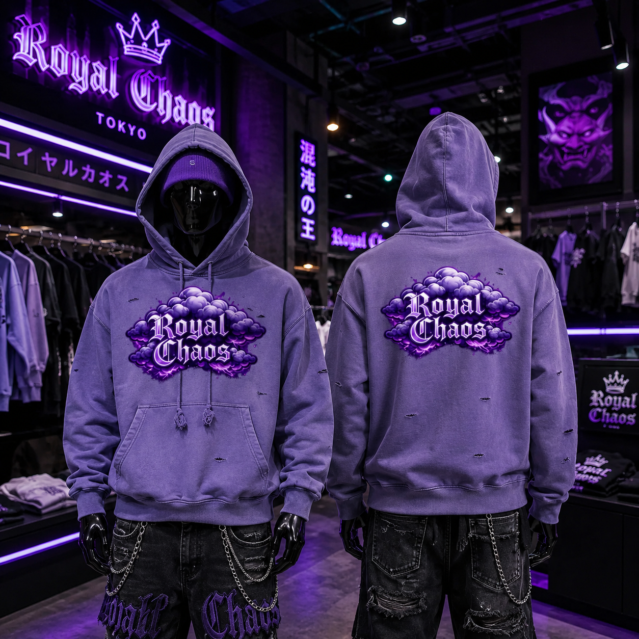 Royal Chaos Custom Distressed Vintage Hoodie