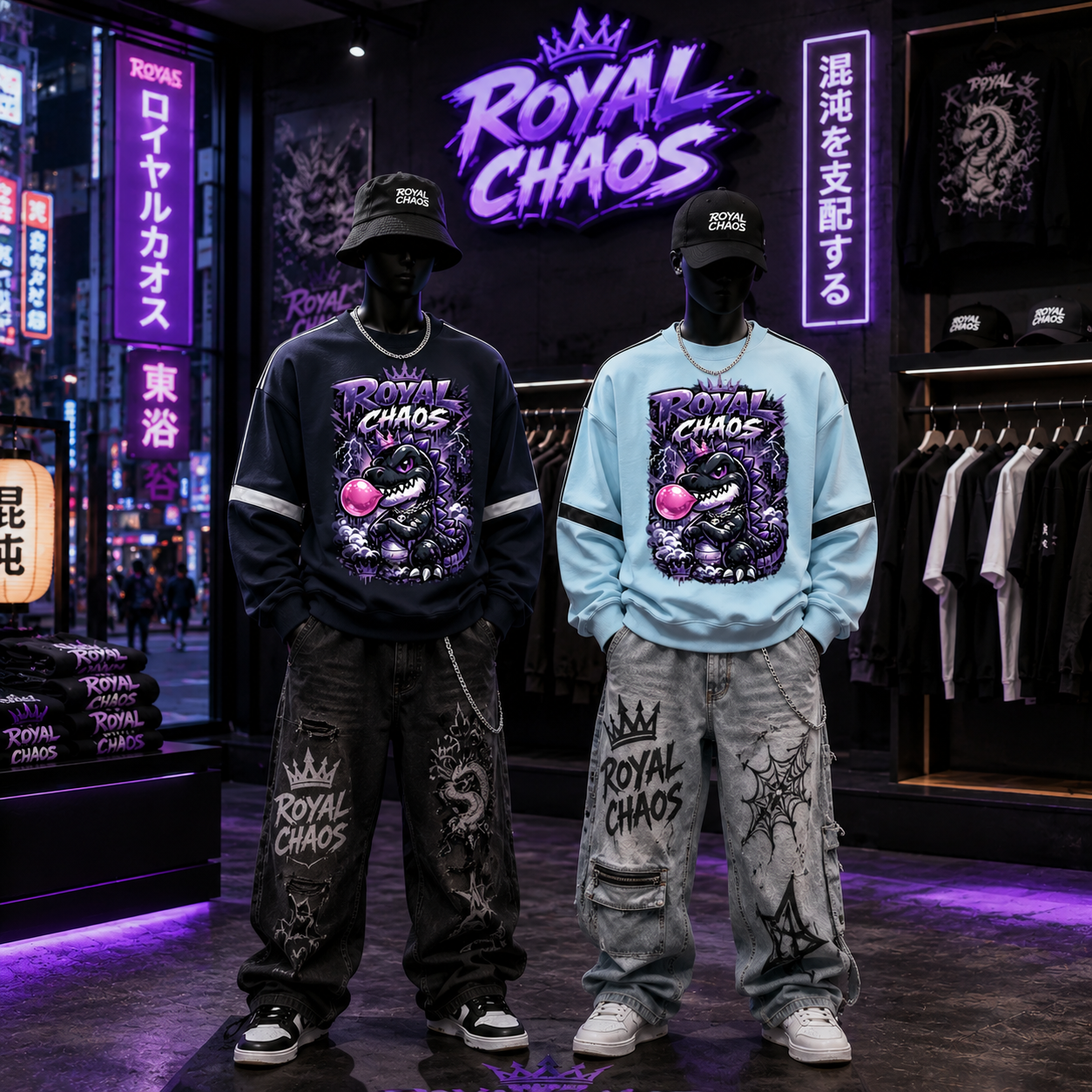Royal Dino Oversized Taped Sweatshirt