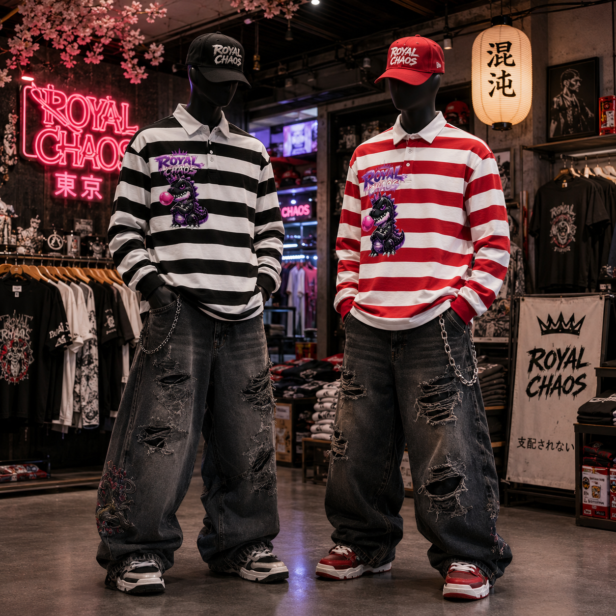 Royal Dino Stripe Polo Shirt