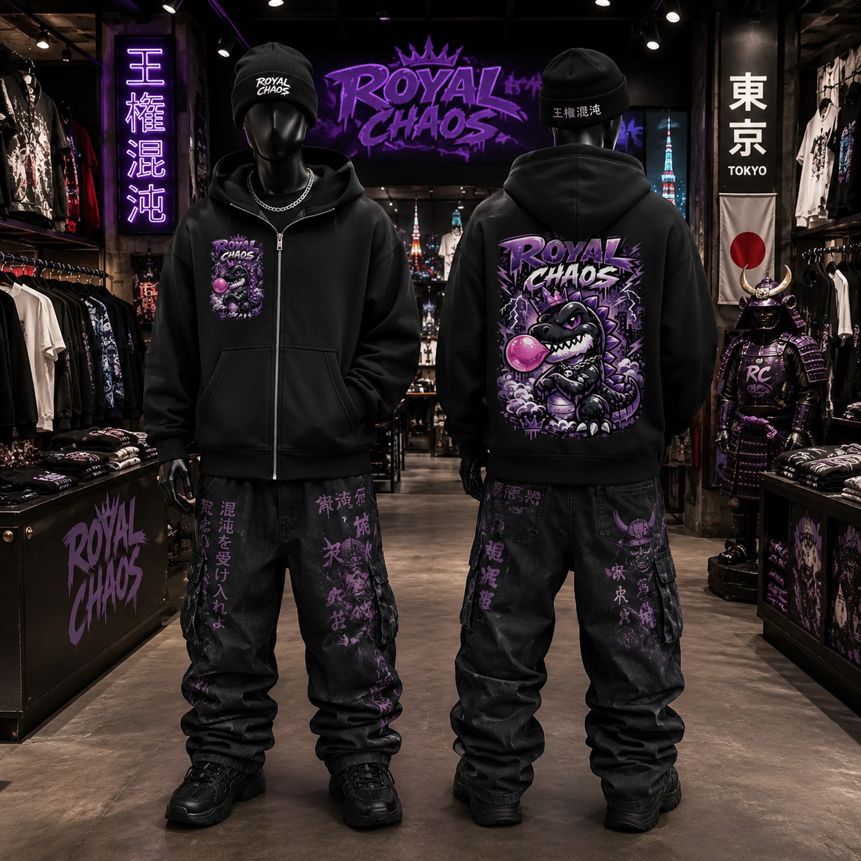 Royal Dino Full-Zip  Hoodie