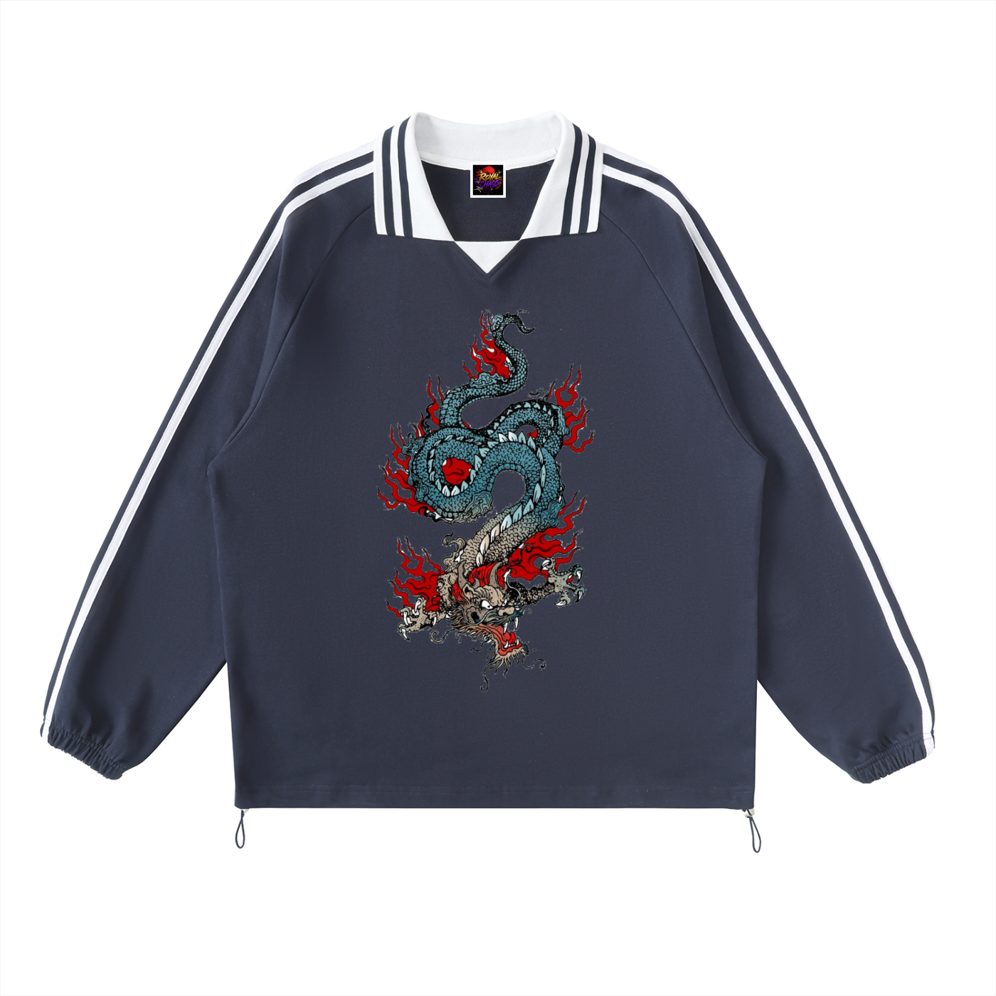 Royal Chaos striped dragon shirt